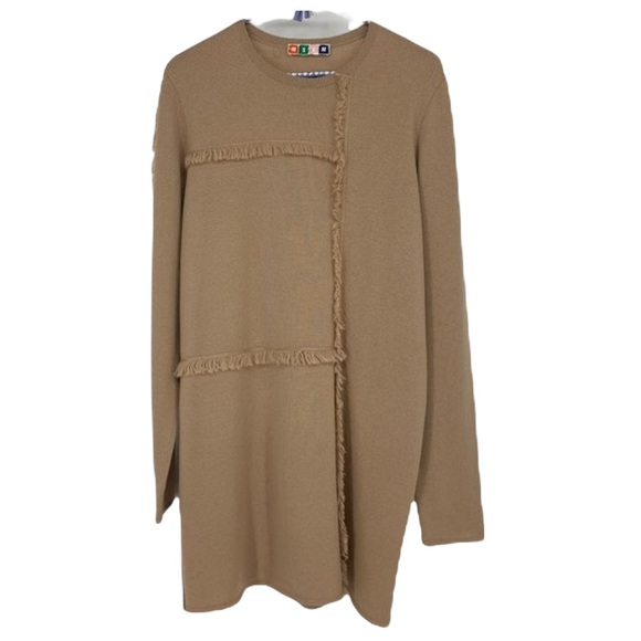 MSGM Tan Wool long sleeve fringe sweater dress - Picture 14 of 14